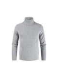 Winter New Men'S Pullover Slim Turtleneck Solid Color Sweater