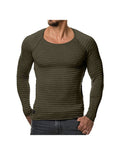 Knitted Men'S Long-Sleeved Round Neck T-Shirt