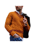 V-Neck Men'S Striped Knit Fashion Sweater