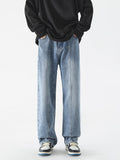 Jeans Men'S Gradient Retro Loose Straight Wide Leg Casual Trousers