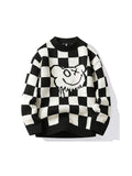 Half Turtleneck Sweater Men Casual Thickened Knitted Winter Warm Bottoming Checkerboard Cubes Sweater