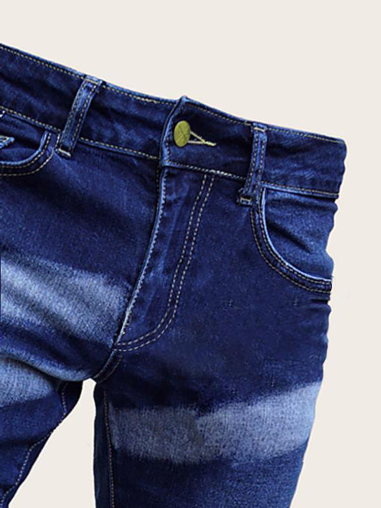 Denim Men'S Calf Pant Skinny Paint Zipper Slim Jeans