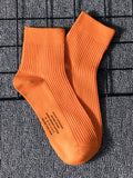 Three Pairs Alphabet Socks Fluorescent Cotton Striped Sports Recreational Men'S Socks