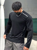 Nylon Quick Dry Mesh Long Sleeve Men'S Loose Sport Fitness Casual Round Neck Outdoor Sportswear