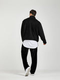 Fitness Pullover Sweatshirt Men Fleece Loose Zip Sports Training Casual Long Sleeve Hoodie