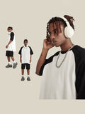 Men'S Spliced Loose T-Shirt With Slit Hem