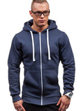 New Solid Color Zipper Hooded Casual Men Jacket