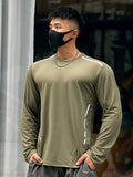 Nylon Quick Dry Mesh Long Sleeve Men'S Loose Sport Fitness Casual Round Neck Outdoor Sportswear