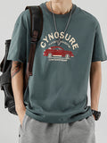 Cartoon Letter Car Printed Men'S Crew Neck T-Shirt