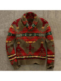 Men'S New Long Sleeve Pullover Bottom Knit Jacquard Sweater