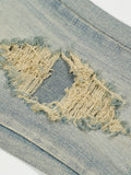 Men'S Washed Slit Hem Ripped Jeans
