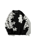 Crew Neck Sweater Men'S Winter Thickening Jacquard Pullover Casual Men Loose Knitted Sweater
