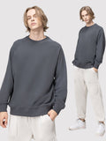 Horned Sleeves Crew Neck Solid Color Street Fashion Men'S Long-Sleeved T-Shirts