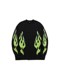 Men'S Loose T-Shirts With Fluorescent Green Fireworks