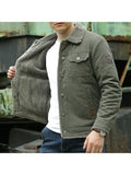 Winter Men'S Cotton Jacket Velvet Thickened Green Casual Cotton Clothing