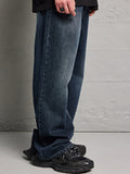 Men'S Cotton Straight Leg Jeans In Navy Blue