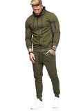Sport Hoodied Trends Solid Fitness Zipper Hoodies Sweatpants Male Slim Casual Fashion Tracksuits