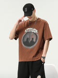 Abstract Graphic Letter Printed Men'S Crew Neck T-Shirt