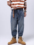 Loose Stretch Straight Jeans With No Belt