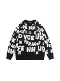 Letter Print Jacquard Knitted Sweater