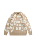 Letter Print Jacquard Knitted Sweater