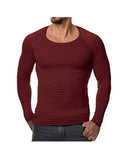 Knitted Men'S Long-Sleeved Round Neck T-Shirt