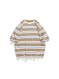 Vintage Loose Trendy Embroidery Men'S Stripes Tee