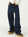 Men'S Straight Jeans In Navy Blue