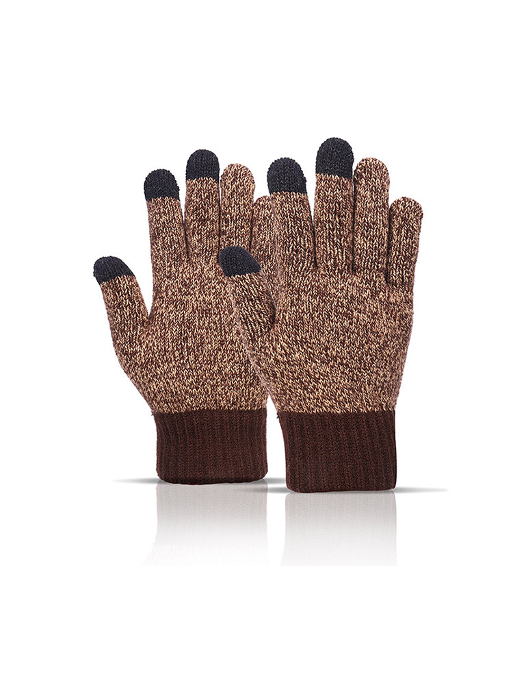 Warm Thickened Woolen Gloves Plus Size Fashionable Padded Knitted Gloves