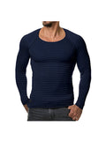 Knitted Men'S Long-Sleeved Round Neck T-Shirt