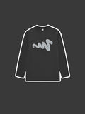 Wave Foam Print Bottom Tees Men'S Long-Sleeved T-Shirts