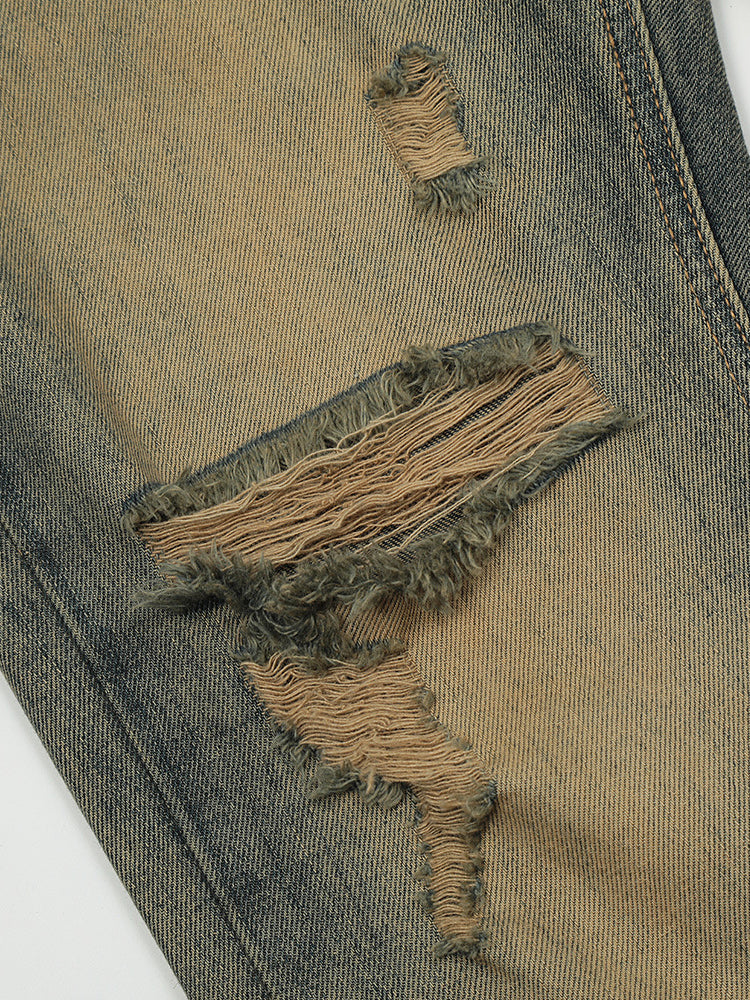 Men'S Washed Ripped Jeans