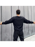 Muscle Men'S Sports Casual Running Gym Workout Reversible Thin Fleece Loose Warm Long Sleeve Top