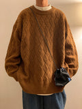 Retro Thicken Solid Color Knit Sweater