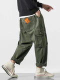 Labeled Thin Straight Leg Casaul Trousers Cargo Pants