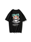 Cartoon Angry Panda Letter Printed Men'S Crew Neck T-Shirt