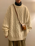 Retro Thicken Solid Color Knit Sweater