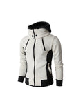 Warm Double Zipper Hooded Jacket Turtleneck Fleece Outwear Coat with Pockets