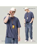 Solid Color Loose Trendy Cotton Plain T-Shirts