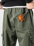 Labeled Thin Straight Leg Casaul Trousers Cargo Pants