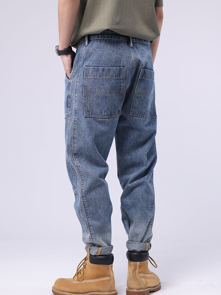 New Fashion Slim Straight Leg Washed Denim Jeans For Men