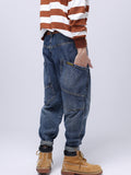 Loose Stretch Straight Jeans With No Belt