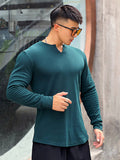 Solid Colour Round Neck Fitness Long Sleeve Men'S Slim Fit T-Shirt Sports Running Training Bottoming Quick Dry Tights