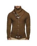 Winter Men'S Slim Turtleneck Single-Breasted Cardigan Long-Sleeved Knit Sweater