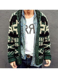 Men'S Winter Long Sleeve Jacquard Knit Lapel Long Sleeve Cardigan Sweater