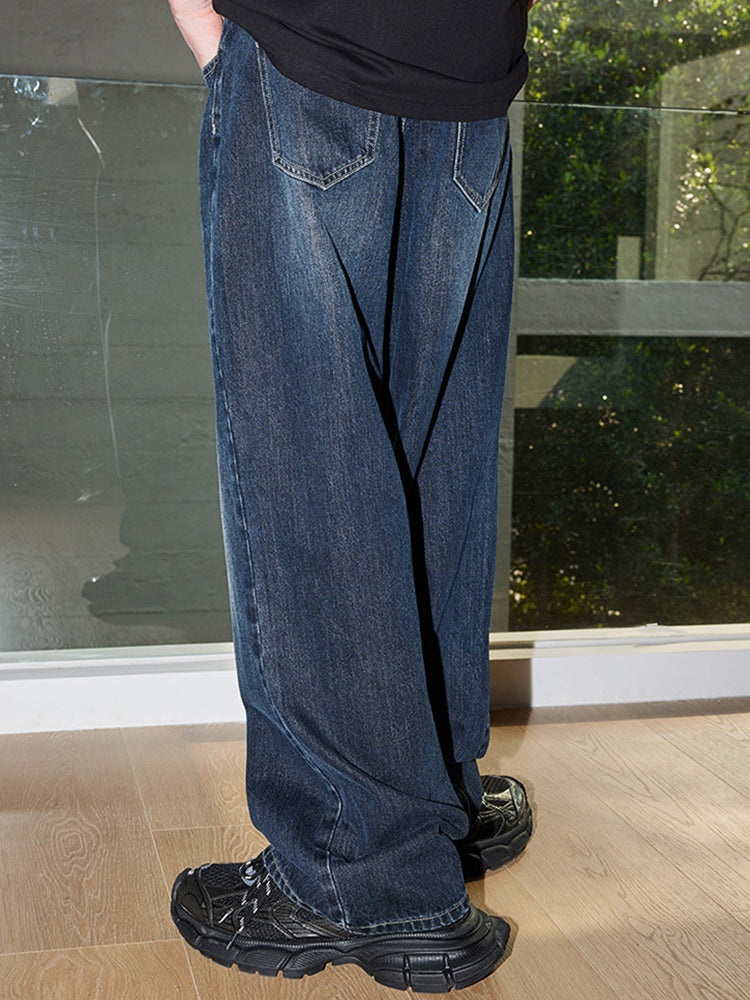Men'S Cotton Straight Leg Jeans In Navy Blue
