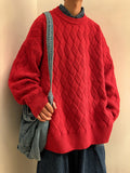 Retro Thicken Solid Color Knit Sweater