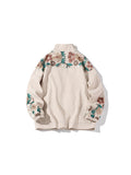 Stand Collar Embroidered Flower Bud Jacket