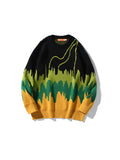 Street Fashion Contrast Color Men'S Winter Hip Hop Knit Pullover Sweater