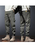 Cargo Pants Loose Straight Cotton Men'S Casual Pants